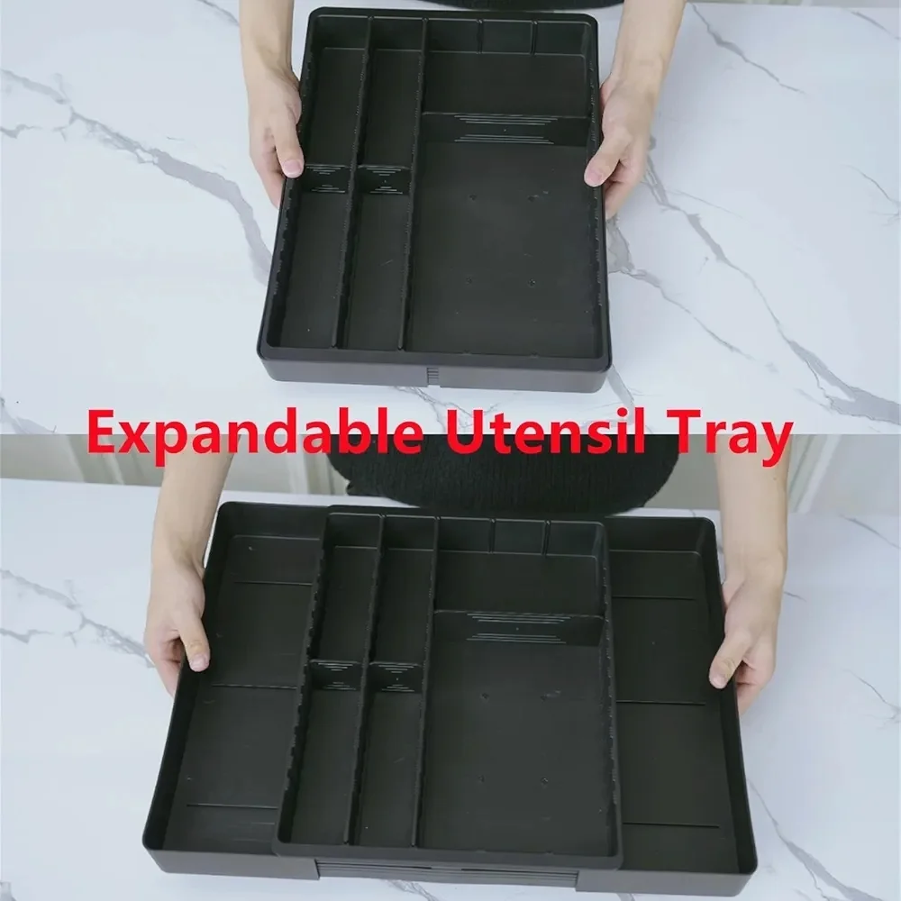 Black Expandable Silverware Drawer Organizer